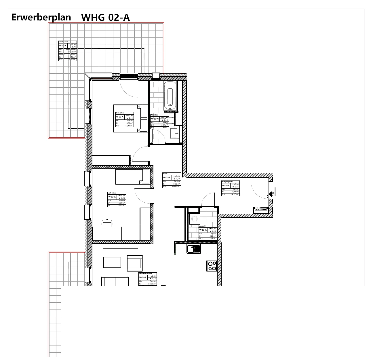 Grundriss der Wohnung 2 im Haus A