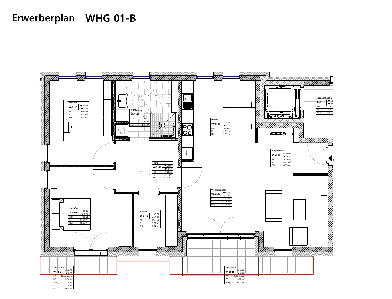 Grundriss der Wohnung 21 im Haus B