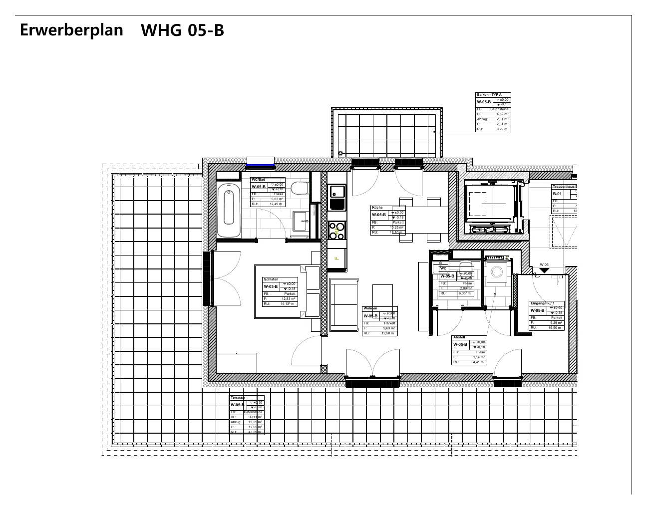 Grundriss der Wohnung 25 im Haus B