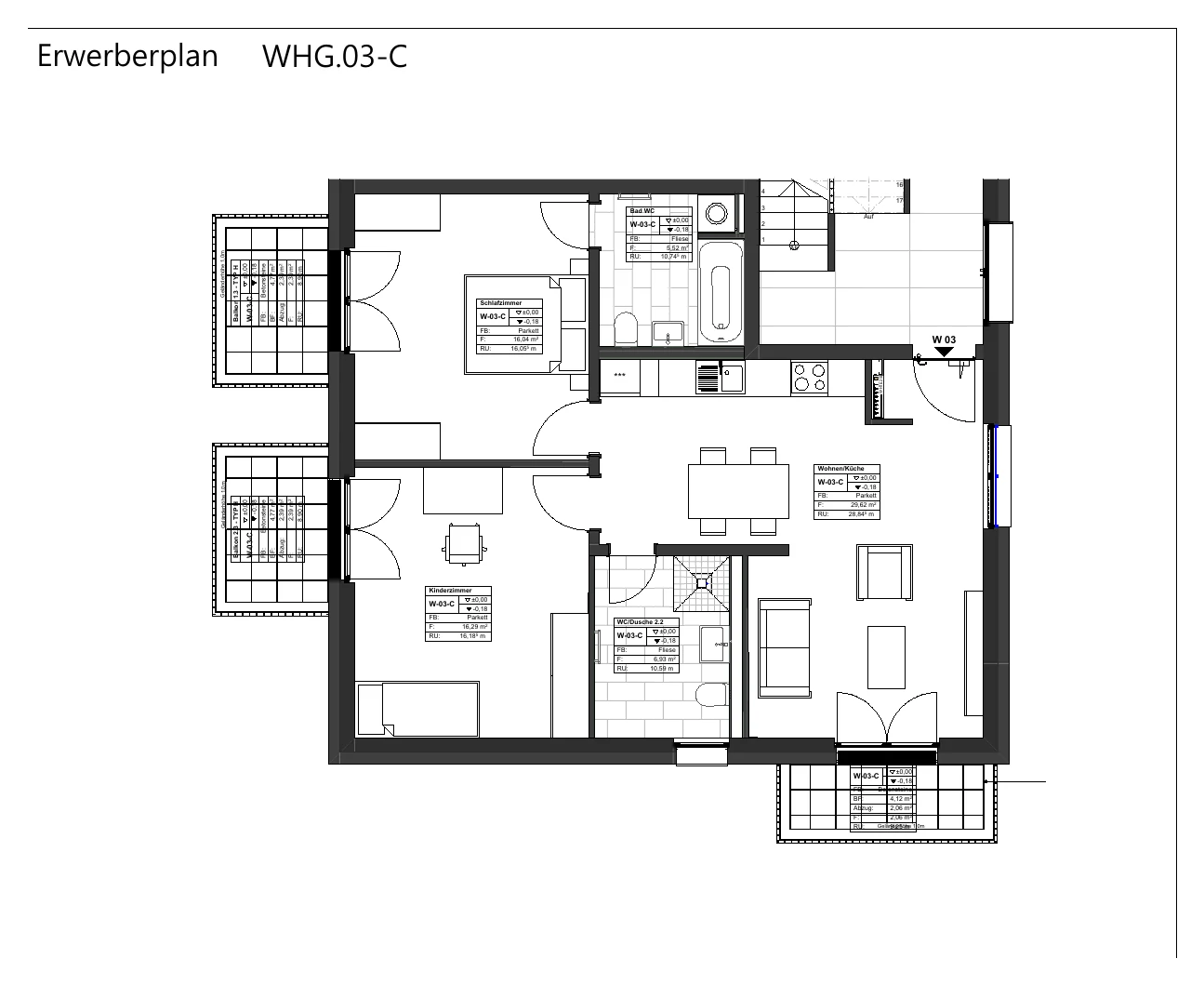 Grundriss der Wohnung 29 im Haus C